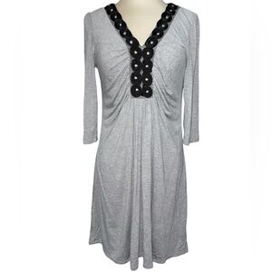 Pink Rose dress deep V-neckline w/rosettes elbow length sleeves Size XL NWT